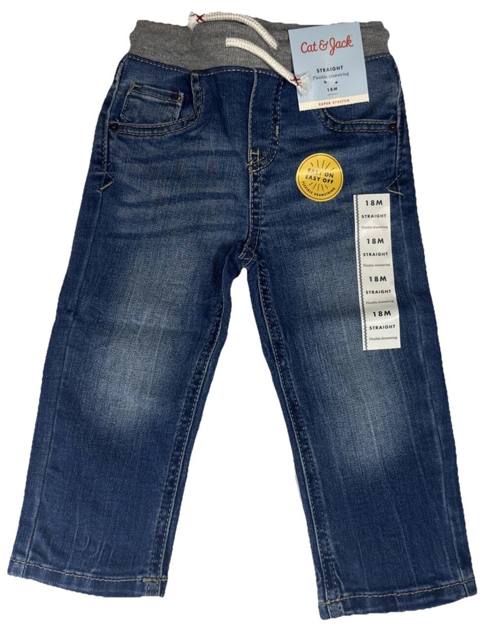 Cat & Jack Baby Jogger Jeans 18M Blue Pull On Denim Elastic Waist NWT